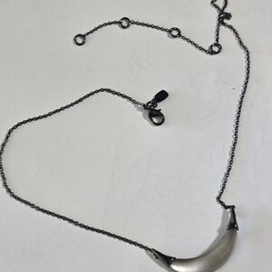 Alexis Bittar Black and Silver Crescent Lucite Pendant Necklace
